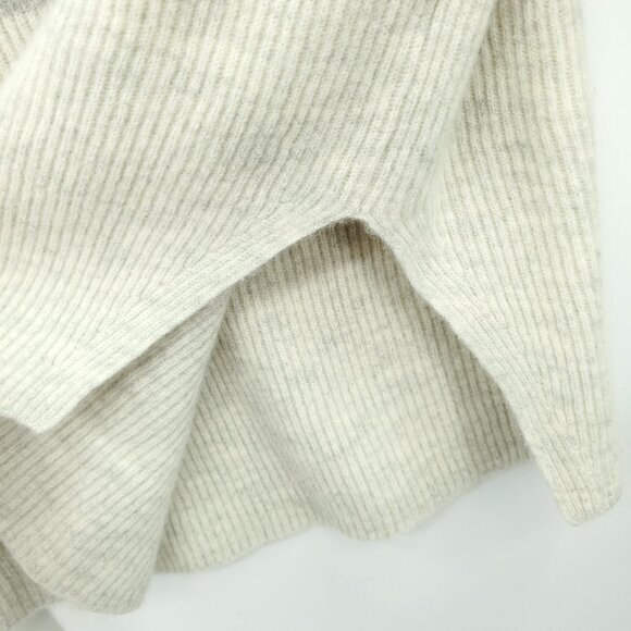 Vince Colorblock/Gradient Cream/Gray Ribbed Crew Sweater S Split Sides - Picture 13 of 14